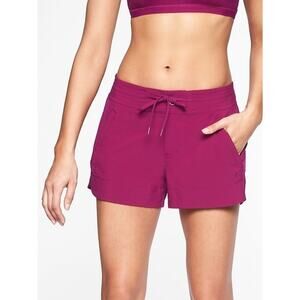 Athleta Hudson Boardshort Womens Swim Shorts 2 Lilac Zip Pockets Side Slits
